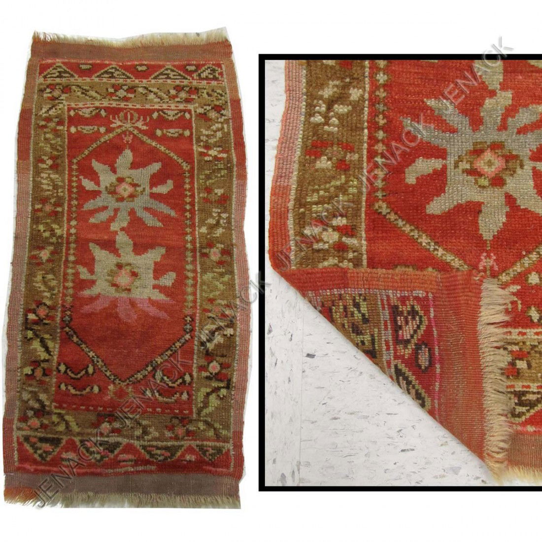 ANTIQUE TURKISH RUG: ANTIQUE TURKISH RUG. 1'7" X 3'4"