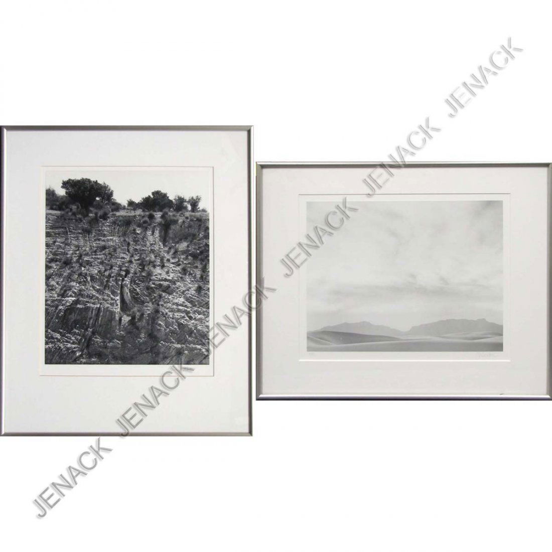 LOT (2) GELATIN SILVER PRINTS, JOHN SEXTON: LOT (2) GELATIN SILVER PRINTS INCLUDING JOHN SEXTON (AMERICAN 1953-) "DUSK, WHITE SANDS NATIONAL MONUMENT, NEW MEXICO", SIGNED 1982, 10 1/4 X 13 3/8"; FRAMED AND GLAZED-16 X 20"; EDWARD CARTER (AMERIC
