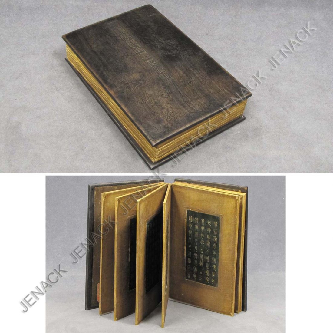 CHINESE CARVED JADE/ZITAN BOOK OF THE BUDDHIST: CHINESE CARVED JADE/ZITAN BOOK OF THE BUDDHIST CANON LITERATURE, 19TH CENTURY. 9 X 6"