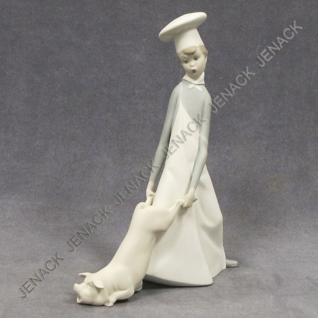 LLADRO PORCELAIN FIGURE, COOK IN TROUBLE, #4608: LLADRO PORCELAIN FIGURE, COOK IN TROUBLE, #4608. HEIGHT 9 1/2"