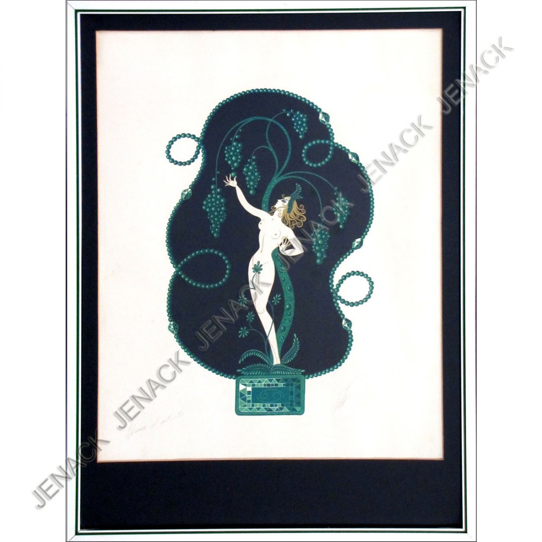 ROMAIN DE TIRTOFF (ERTE), LITHOGRAPH: ROMAIN DE TIRTOFF (ERTE) (ROMANIAN/FRENCH 1892-1990), LITHOGRAPH, EMERALD LADY, SIGNED, AP. SIGHT 25 X 19"; FRAMED AND GLAZED 31 1/2 X 23"