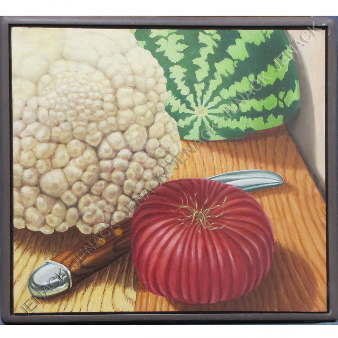 ROBERT GRAWI (AMERICAN 20TH CENTURY), OIL ON PANEL: ROBERT GRAWI (AMERICAN 20TH CENTURY), OIL ON PANEL, "STILL LIFE WITH ONION", SIGNED AND TITLED 1978. 20 X 22"; FRAMED 22 X 24"