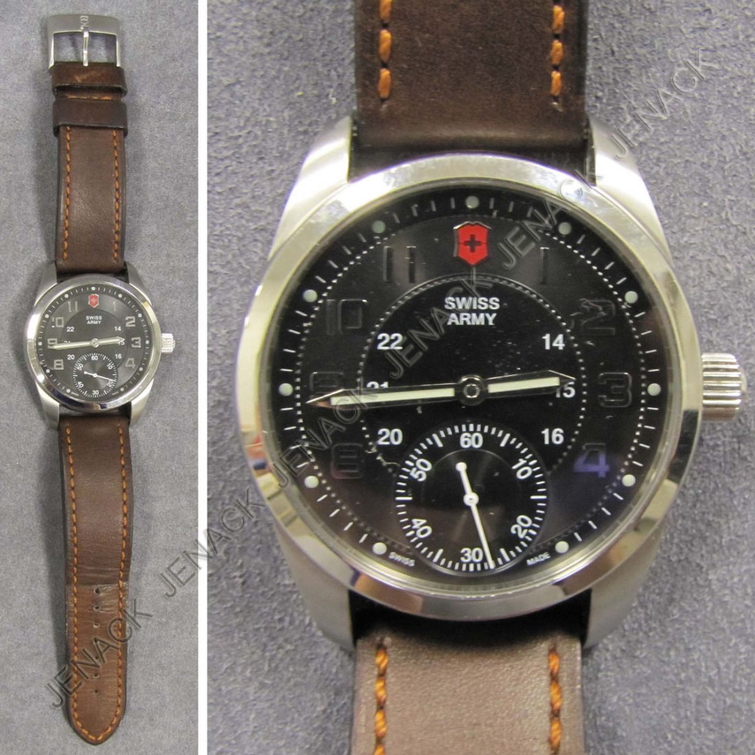 VICTORINOX/SWISS ARMY WRISTWATCH: VICTORINOX/SWISS ARMY STAINLESS 17-JEWEL 100M WATER RESISTANT WRISTWATCH. 45MM