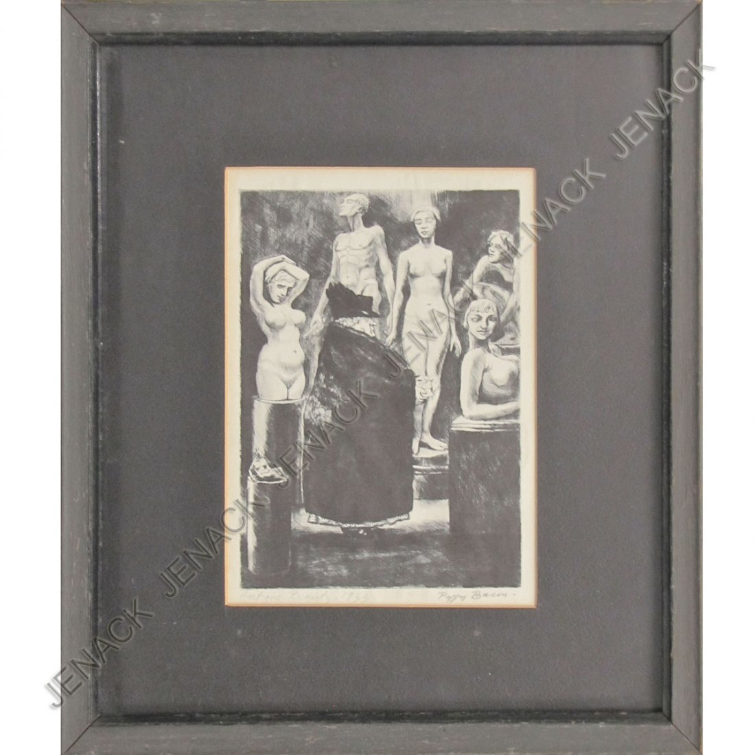PEGGY BACON (AMERICAN 1895-1987), LITHOGRAPH: PEGGY BACON (AMERICAN 1895-1987), LITHOGRAPH, "ANTIQUE BEAUTY", SIGNED 1933. PLATE 7 X 4 3/4"; FRAMED AND GLAZED-13 X 11"