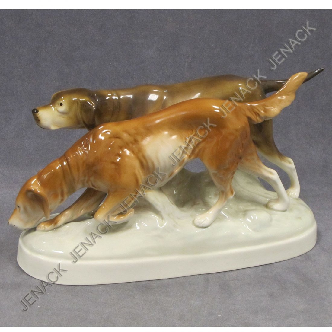 ROYAL DUX PORCELAIN FIGURE, TWO DOGS : ROYAL DUX PORCELAIN FIGURE, TWO DOGS. HEIGHT 8"