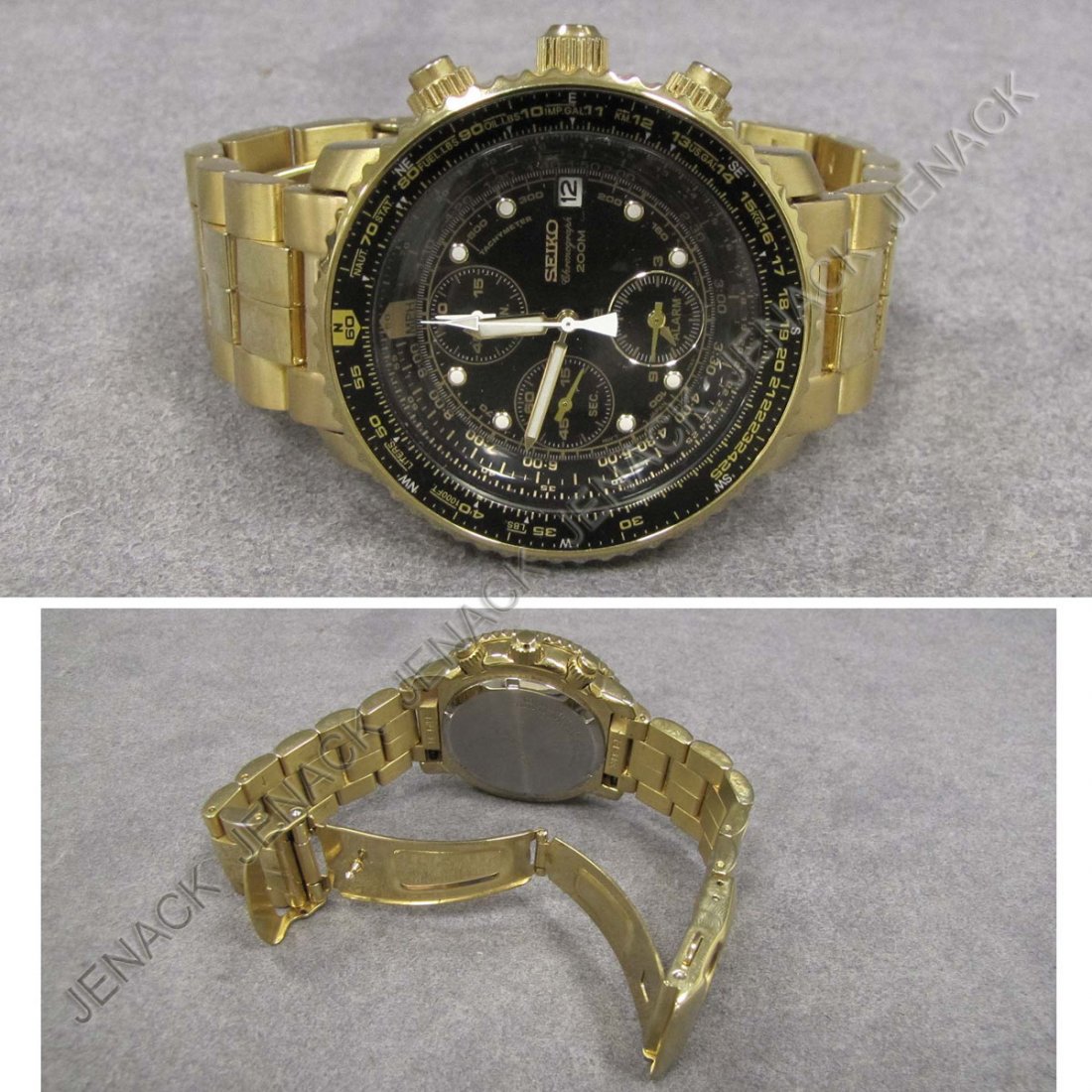 SEIKO STAINLESS FLIGHTMASTER PILOT QUARTZ WRISTWAT: SEIKO STAINLESS FLIGHTMASTER PILOT QUARTZ WRISTWATCH, 5N2280, CHRONOGRAPH, TACHOMETER, ALARM, DATE FUNCTIONS. 43MM