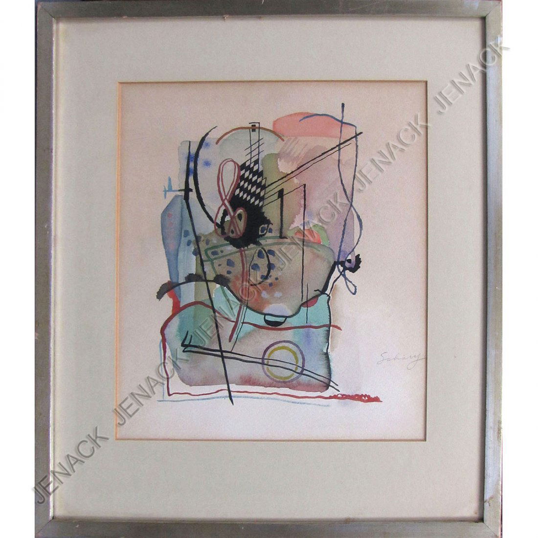 SAUL SCHARY (AMERICAN 1904-78), WATERCOLOR: SAUL SCHARY (AMERICAN 1904-78), WATERCOLOR, ABSTRACT, SIGNED. SIGHT 10 1/2 X 9"