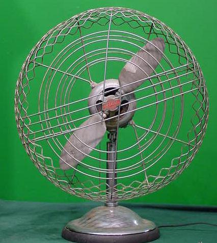 265: VINTAGE 24 AIR CASTLE TABLE TOP FAN: VINTAGE 24 AIR CASTLE TABLE TOP FAN WITH PROPELLER BLADE. HEIGHT 29 **DUE TO THE SIZE AND/OR FRAGILITY OF THIS LOT, STANDARD IN-HOUSE SHIPPING IS NOT AVAILABLE. PLEASE CONTACT THE GALLERY FOR A LIST O