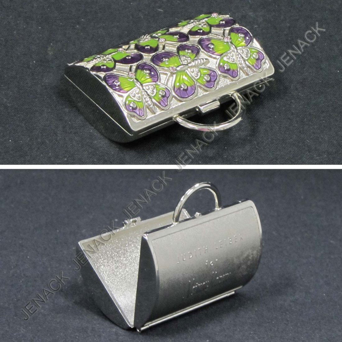 JUDITH LEIBER FOR NEIMAN MARCUS BUTTERFLY PILL BOX: JUDITH LEIBER FOR NEIMAN MARCUS BUTTERFLY PILL BOX ADVERTISER. LENGTH 2 1/2"