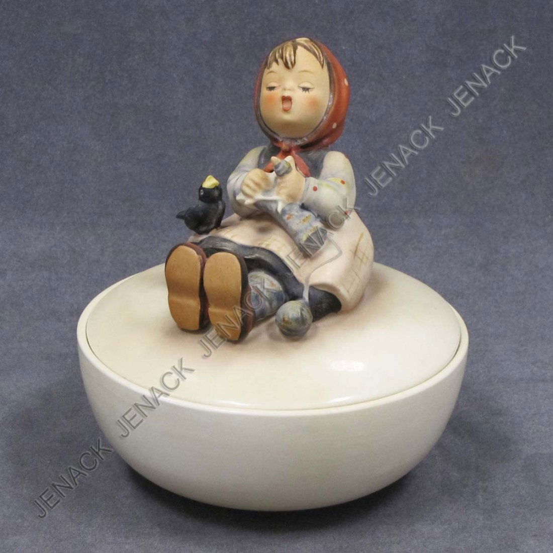 HUMMEL PORCELAIN FIGURE, "HAPPY PASTIME BOX": HUMMEL PORCELAIN FIGURE, "HAPPY PASTIME BOX", TMK 3, #69. HEIGHT 6 1/2"