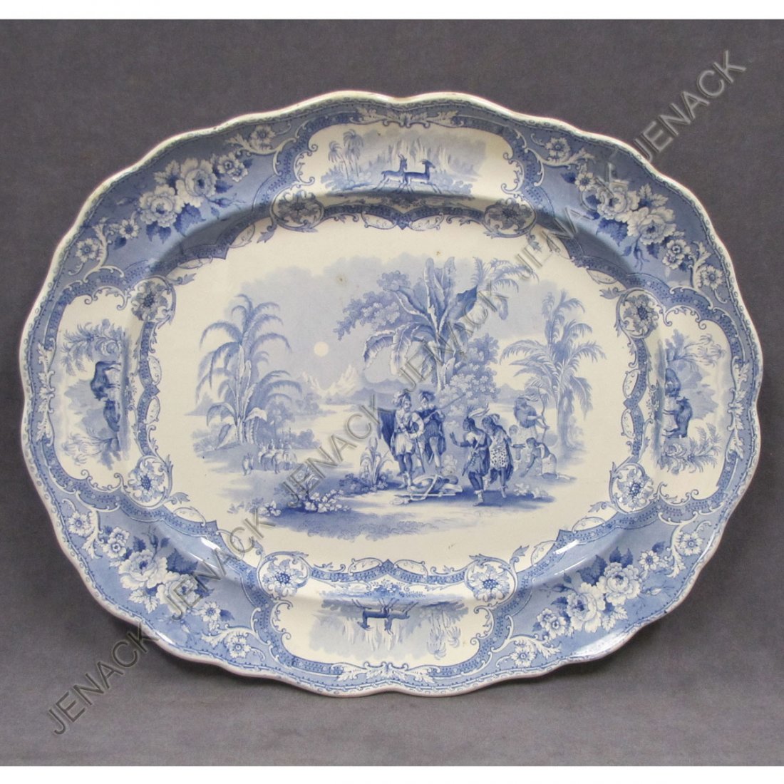 ADAMS HISTORIC STAFFORDSHIRE, "COLUMBUS" PLATTER: ADAMS HISTORIC STAFFORDSHIRE, "COLUMBUS" PATTERN PLATTER, 19TH CENTURY. 16 X 19 1/4"