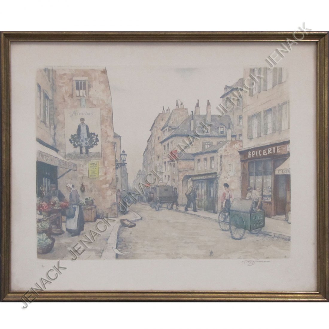 TAVIK FRANTISEK SIMON (CZECH 1817-1942), ETCHING : TAVIK FRANTISEK SIMON (CZECH 1817-1942), ETCHING AND AQUATINT, PARIS STREET, SIGNED #80. PLATE 12 X 15 1/2"; FRAMED AND GLAZED-16 1/2 X 19 1/2"