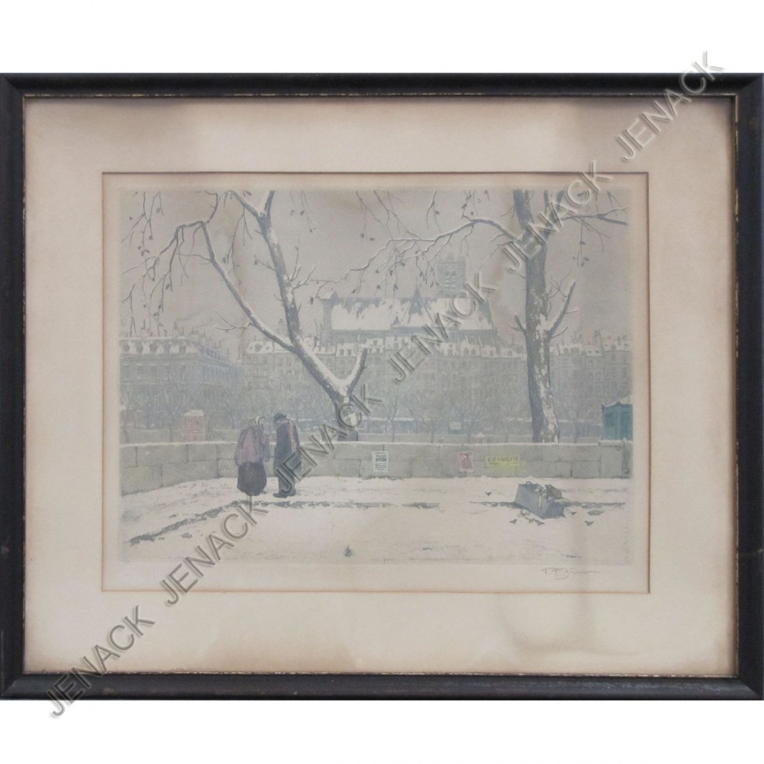 TAVIK FRANTISEK SIMON (CZECH 1817-1942), ETCHING : TAVIK FRANTISEK SIMON (CZECH 1817-1942), ETCHING AND AQUATINT, WINTER ON THE SEINE, SIGNED #177. PLATE 12 7/8 X 15 3/8"; FRAMED AND GLAZED-19 1/2 X 22 1/2"