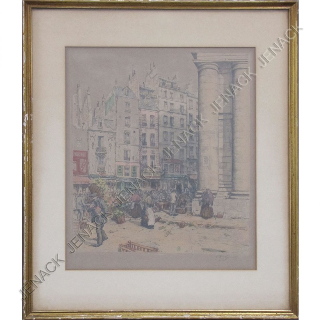 TAVIK FRANTISEK SIMON (CZECH 1817-1942), ETCHING : TAVIK FRANTISEK SIMON (CZECH 1817-1942), ETCHING AND AQUATINT, PARIS MARKET, SIGNED #50. PLATE 14 X 12 1/2"; FRAMED AND GLAZED-22 1/2 X 19 1/2"