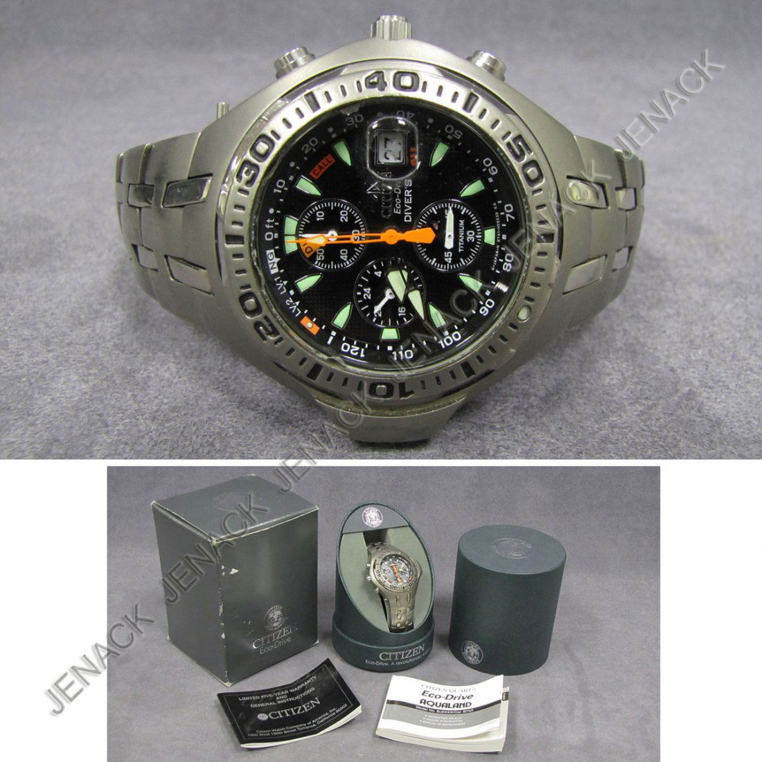 CITIZEN TITANIUM ECO DRIVE MEN'S WRISTWATCH: CITIZEN TITANIUM ECO DRIVE MEN'S 200M AQUA LAND WRISTWATCH WITH BOX AND PAPERS