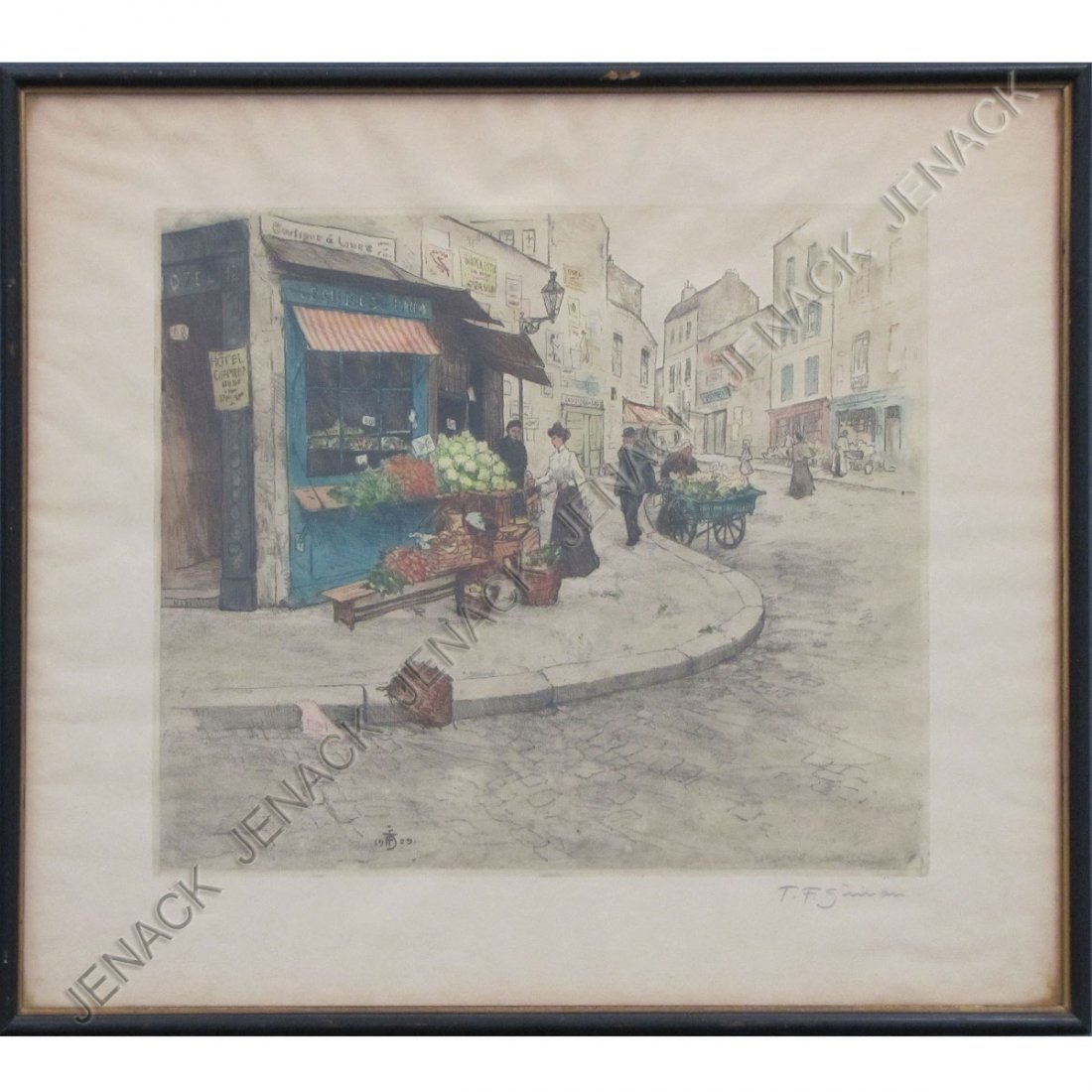 TAVIK FRANTISEK SIMON (CZECH 1817-1942), ETCHING : TAVIK FRANTISEK SIMON (CZECH 1817-1942), ETCHING AND AQUATINT, PARIS PRODUCE VENDOR, SIGNED #2. PLATE 12 X 14 3/4"