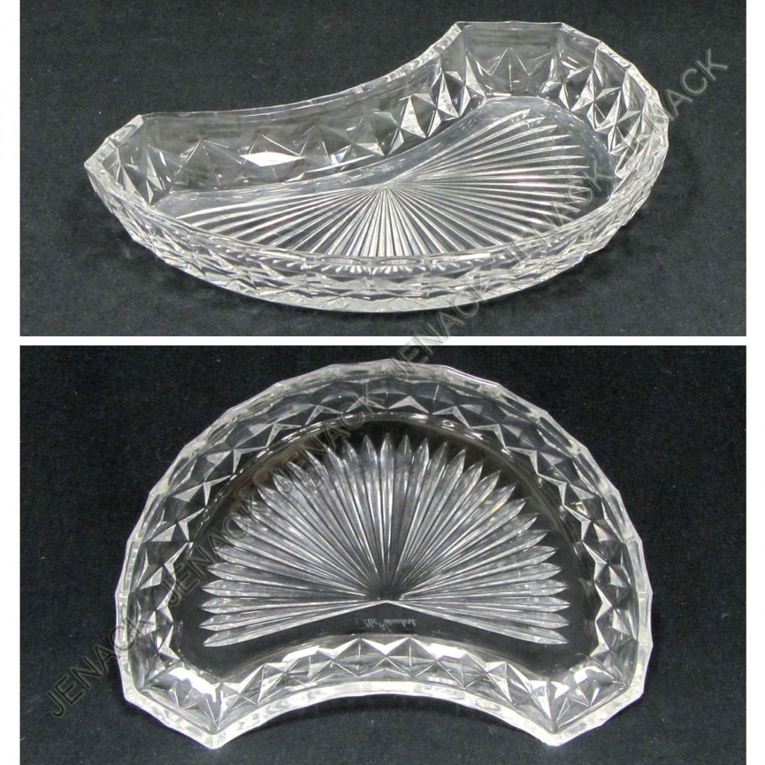 SET (12) VAL ST. LAMBERT CRYSTAL CRESCENT DISHES: SET (12) VAL ST. LAMBERT CRYSTAL CRESCENT DISHES
