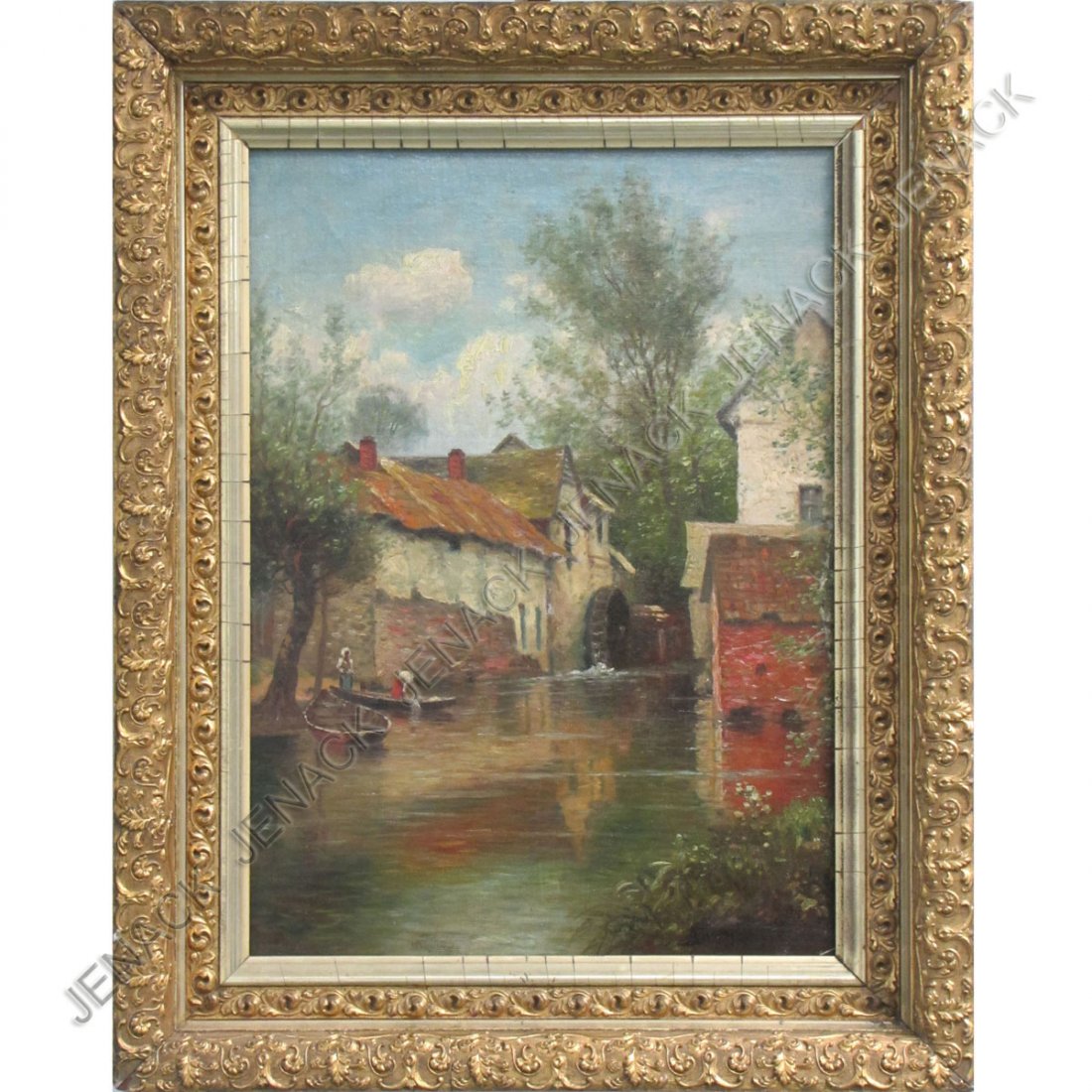 ANTONIETTA BRANDEIS (CZECH 1849-1920), OIL: ANTONIETTA BRANDEIS (CZECH 1849-1920), OIL ON CANVAS, WASHER WOMAN BY A STREAM. SIGNED. 17 X 12 1/4"; FRAMED 21 X 16 1/2"