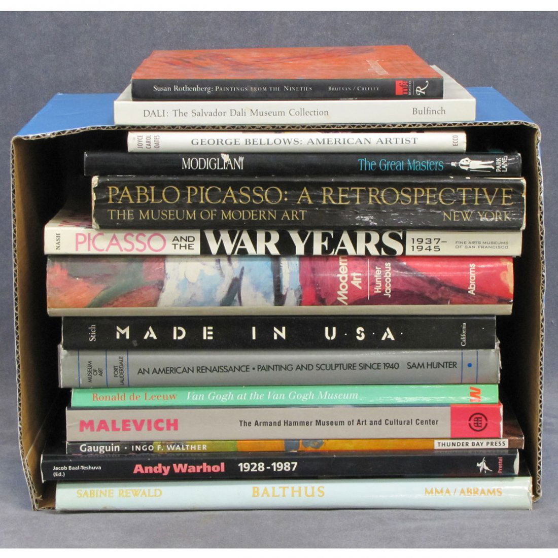 LOT (16) ASSORTED VOLUMES INCLUDING BALTHUS: LOT (16) ASSORTED VOLUMES INCLUDING BALTHUS, LEMPICKA, ANDY WARHOL, DALI, MODIGLIANI, GAUGUIN, MALEVICH, GEORGE BELLOWS, ETC.