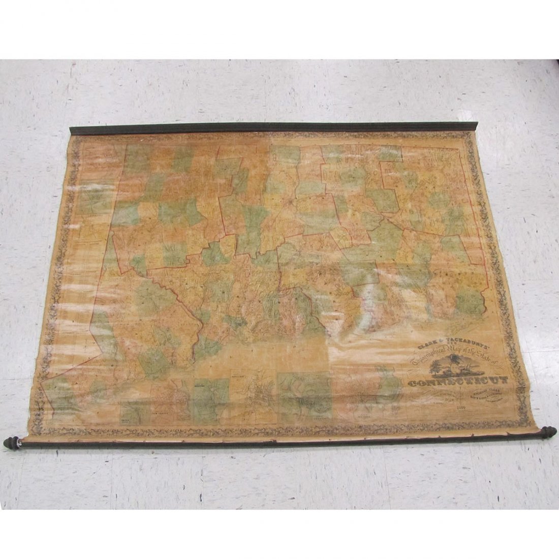 CLARK AND TACKABURY'S TOPOGRAPHICAL MAP: CLARK AND TACKABURY'S TOPOGRAPHICAL MAP OF THE STATE OF CONNECTICUT, 1860