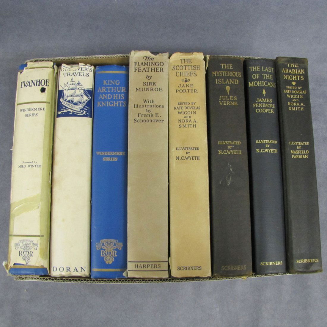 LOT (8) VINTAGE ILLUSTRATED CHILDREN'S BOOKS: LOT (8) ASSORTED VINTAGE ILLUSTRATED CHILDREN'S BOOKS INCLUDING MAXFIELD PARRISH, N.C. WYETH, FRANK SCHOONOVER, MILO WINTER, ETC.