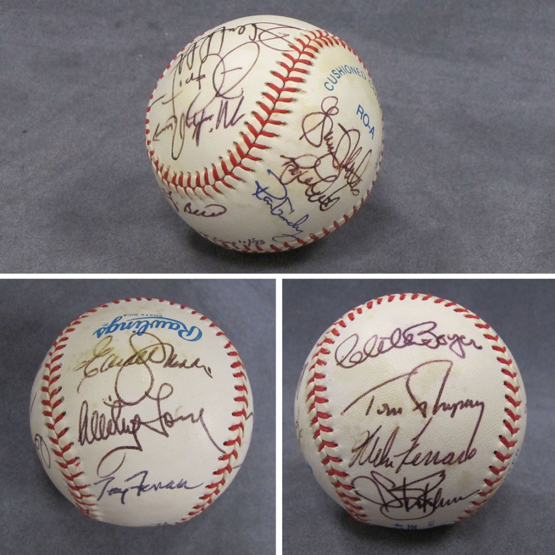 NEW YORK YANKEES CAMP BASEBALL 1993: NEW YORK YANKEES CAMP 1993 SIGNED BASEBALL (14 SIGNERS) INCLUDING GREG NETTLES, MICKEY RIVERS, RON GIDRY, YOGI BERRA, TONY FERRARA, NICK FERRARO, CLETE BOYER, ECT