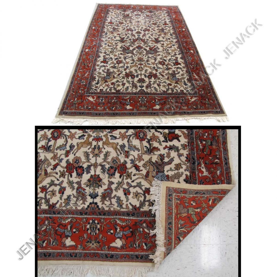 INDO SHIRVAN HUNT RUG: INDO SHIRVAN HUNT RUG 6'3" X 9'7"