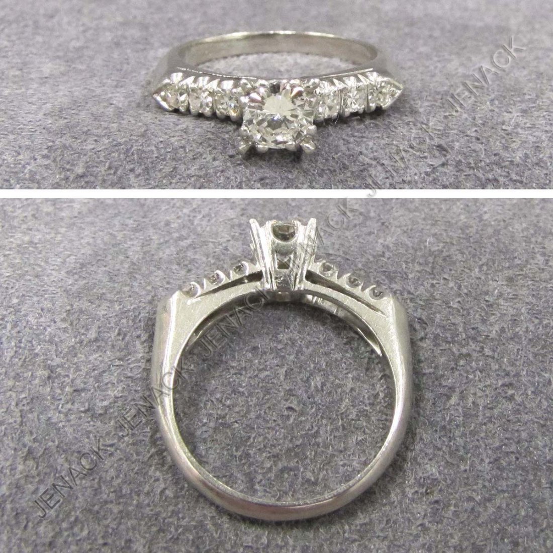 PLATINUM & 0.50 CT DIAMOND RING: PLATINUM & 0.50 CT DIAMOND RING WITH (6) 2.0 MM SINGLE-CUT SIDE STONES. RING SIZE 6; DIAMOND TWT 0.71 CT; GROSS WEIGHT 4.26 GRAMS