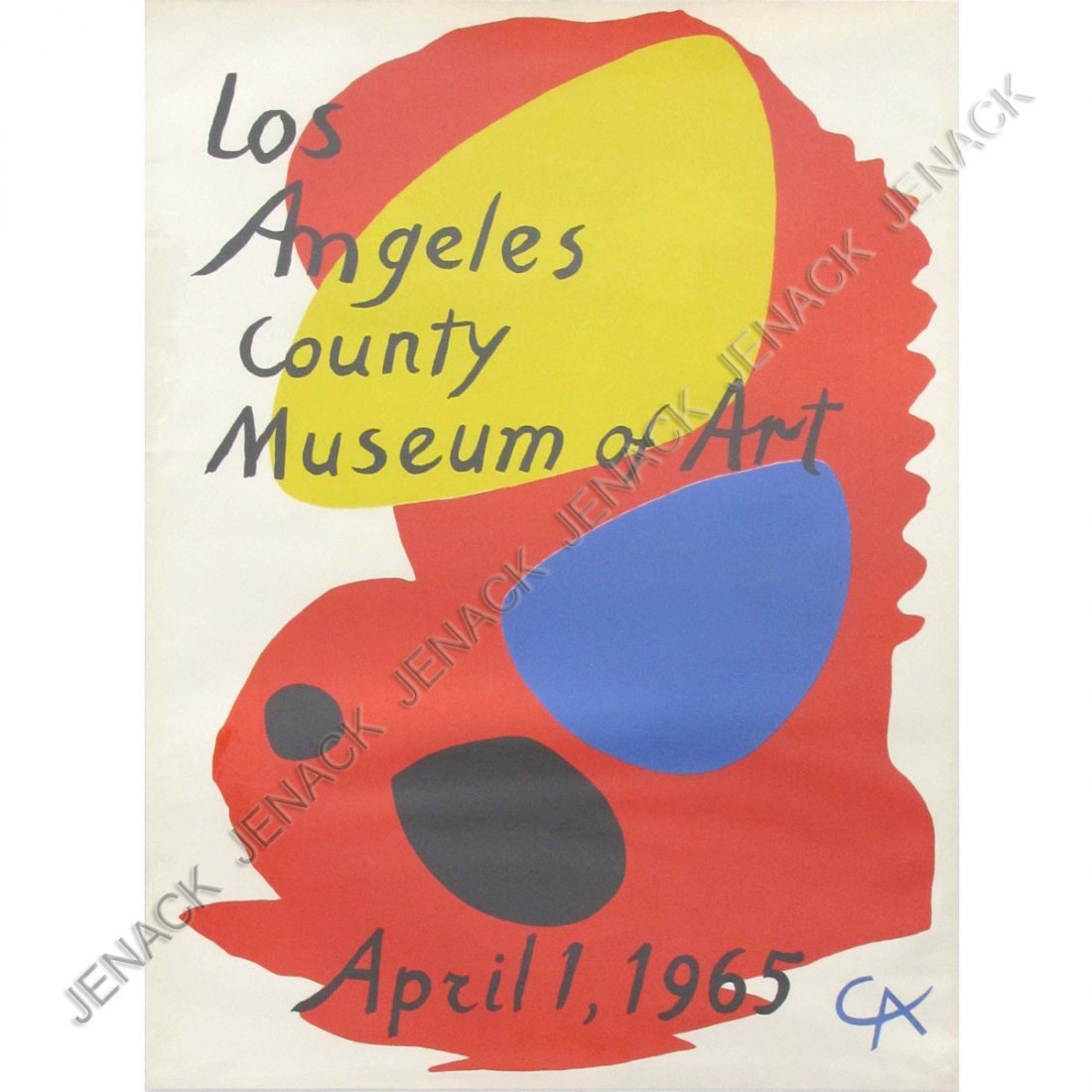 ALEXANDER CALDER LITHOGRAPHIC POSTER, LOS ANGELES: ALEXANDER CALDER LITHOGRAPHIC POSTER, LOS ANGELES COUNTY MUSEUM 1965. 32 X 25" (IMPERFECTIONS)