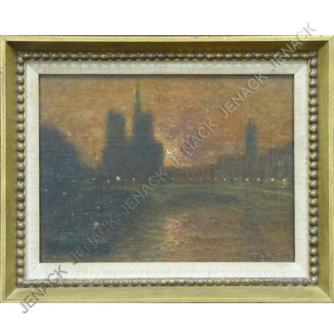 GEORGE WESLEY BELLOWS (NY 1882-1925), OIL: GEORGE WESLEY BELLOWS (NY 1882-1925), OIL ON CANVAS BOARD, VIEW IN PARIS, SIGNED. 9 X 12"; FRAMED 12 X 15"