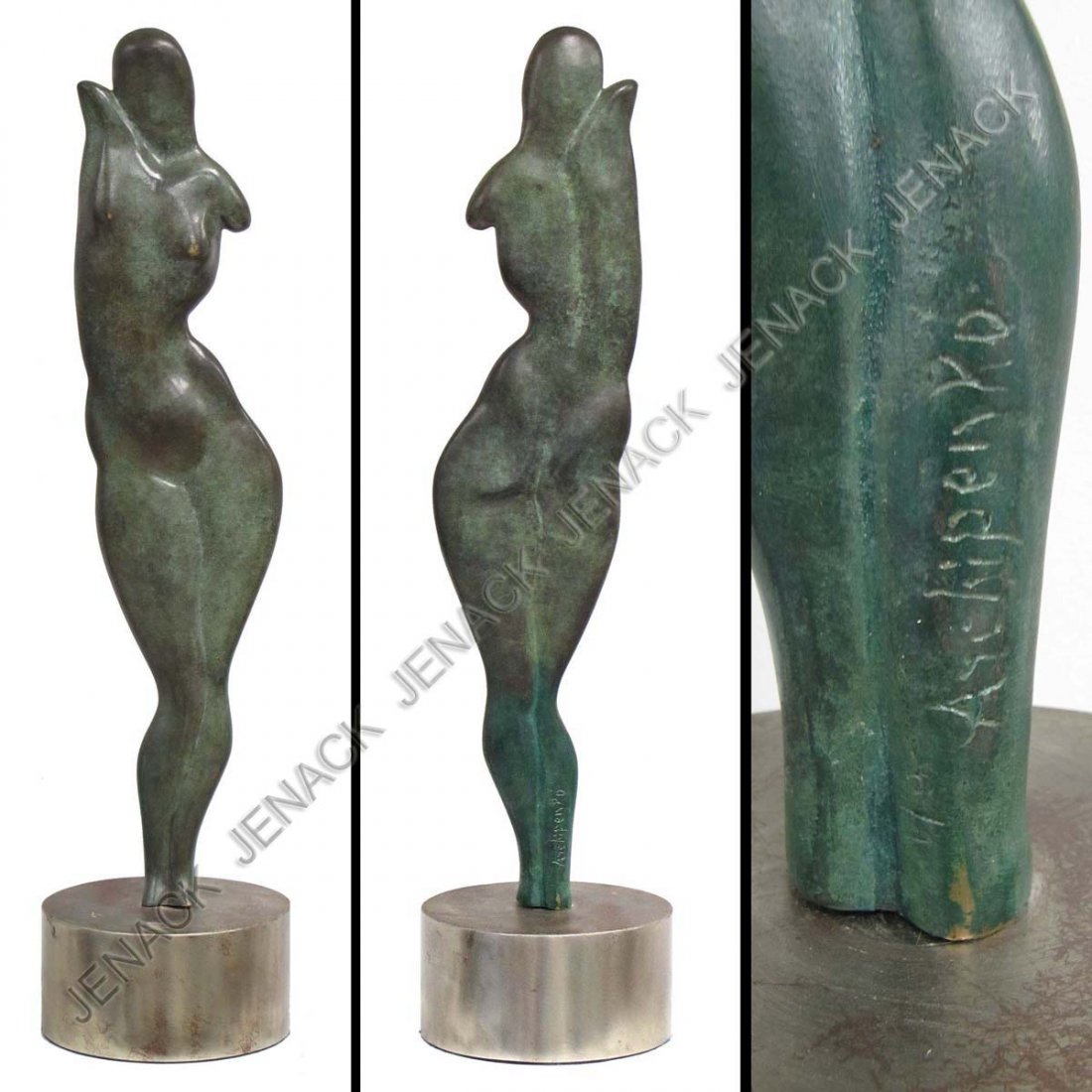 AFTER ALEXANDER ARCHIPENKO (RUSSIAN 1887-1964): AFTER ALEXANDER ARCHIPENKO (RUSSIAN 1887-1964), BRONZE NUDE, SIGNED. HEIGHT 24"