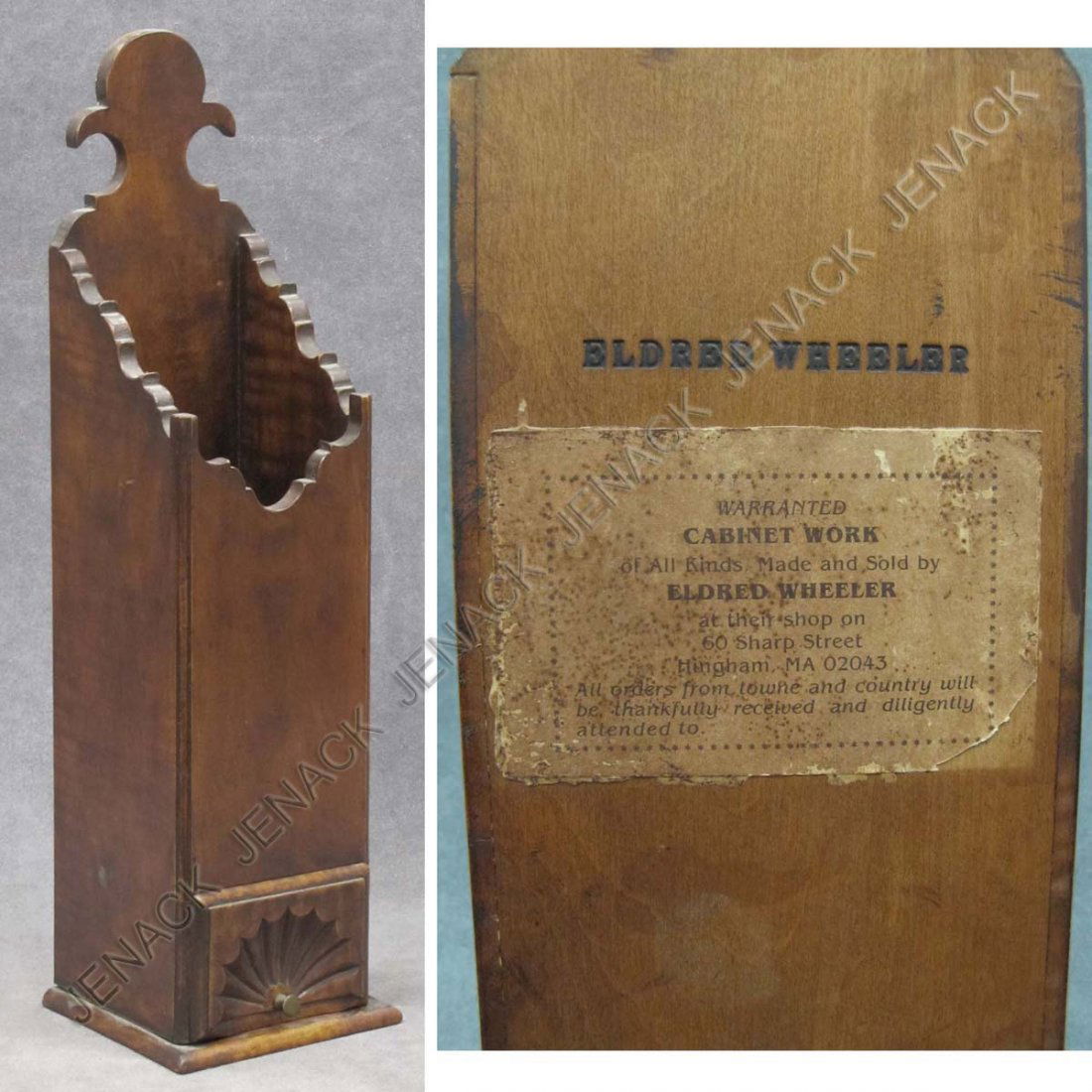 ELDRED WHEELER CHIPPENDALE STYLE MAPLE PIPE BOX: ELDRED WHEELER CHIPPENDALE STYLE CARVED TIGER MAPLE PIPE BOX, SIGNED. HEIGHT 16 1/2"