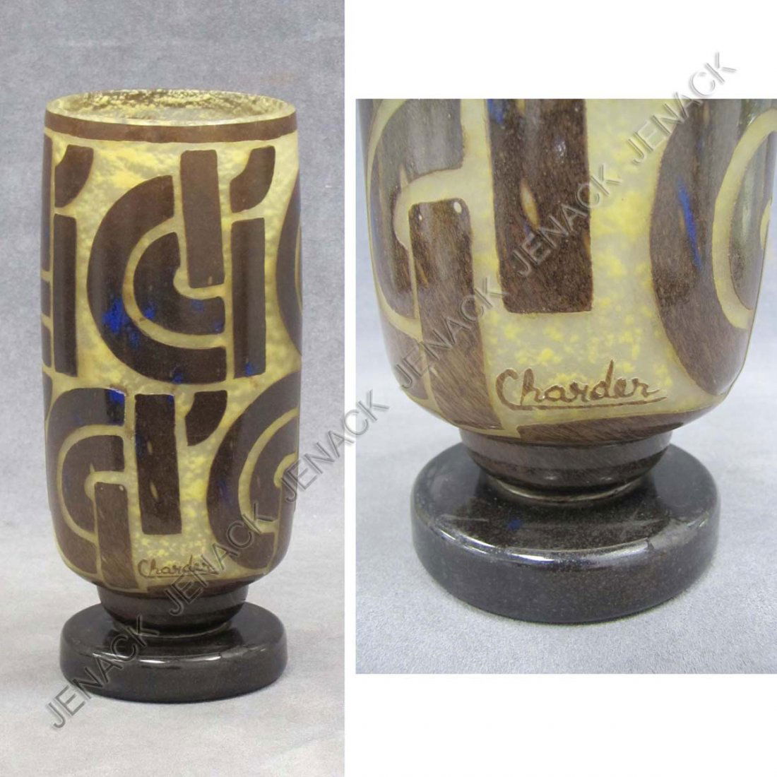 FRENCH ART DECO CHARDER CAMEO ART GLASS VASE: FRENCH ART DECO CHARDER CAMEO CARVED ART GLASS VASE, SIGNED. HEIGHT 8 3/4"