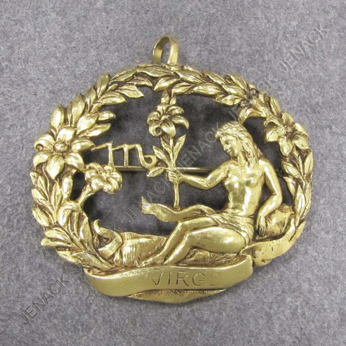VINTAGE 18K YELLOW GOLD BROOCH, VIRGO : VINTAGE 18K YELLOW GOLD BROOCH, VIRGO, SIGNED BEFANI E TAI. 1 3/4" X 2"; 25.94 GRAMS