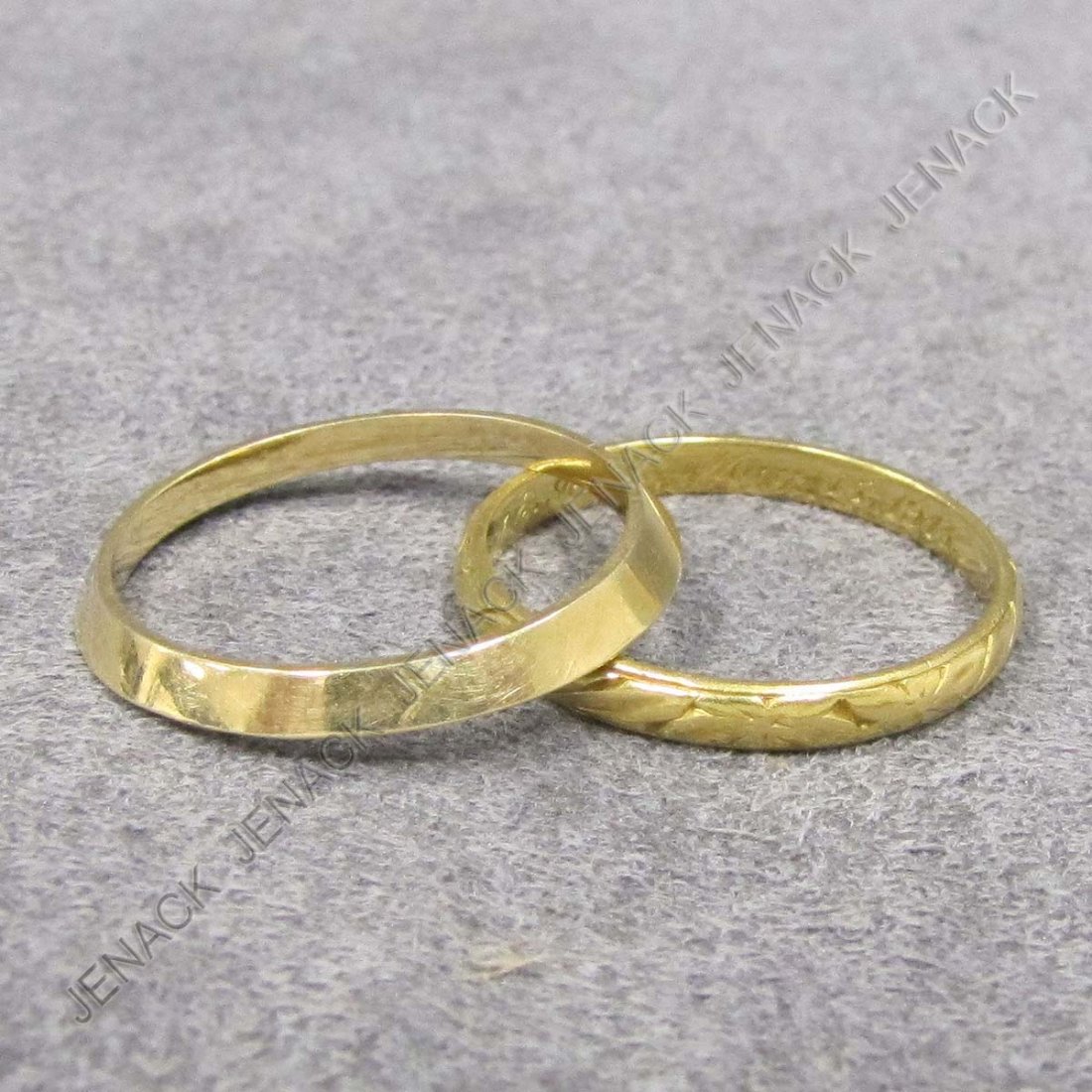 LOT (2) 14 & 18K YELLOW GOLD TIFFANY RINGS: LOT (2) 14 & 18K YELLOW GOLD TIFFANY RINGS. RING SIZE 7 & 7 1/2"; TWT 3.54 GRAMS