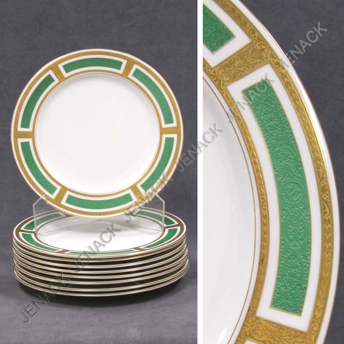 LOT (9) ROYAL WORCESTER PORCELAIN DINNER PLATES: LOT (9) ROYAL WORCESTER DECORATED PORCELAIN DINNER PLATES, SIGNED. DIAMETER 10 3/8" RETAILER: KINNEY & LEVAN CO., CLEVELAND, OHIO
