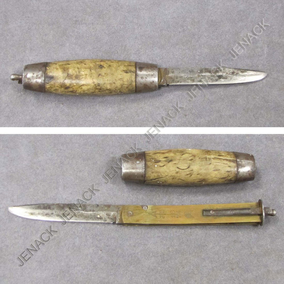 Coin Silver Folding Pocket Knife Floral and Beaded 2 Blades Vintage