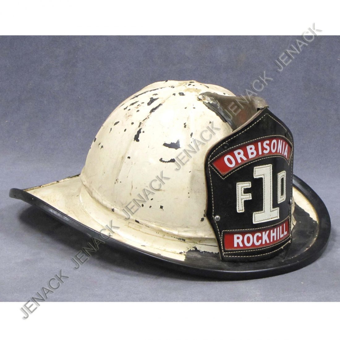 VINTAGE FIBERGLASS FIREMAN'S HELMET, ROCKHILL: VINTAGE FIBERGLASS FIREMAN'S HELMET, ROCKHILL