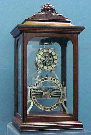 70: ITHACA WALNUT SKELETON SHELF CLOCK