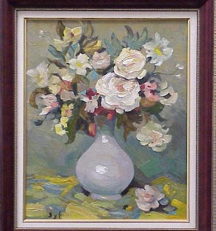 139: OIL ON CANVAS, SIGNED MARCEL DYF: OIL ON CANVAS VASE DE FLEURS, SIGNED DYF (MARCEL, FRENCH 1899-1985). 19 X 15 1/2"