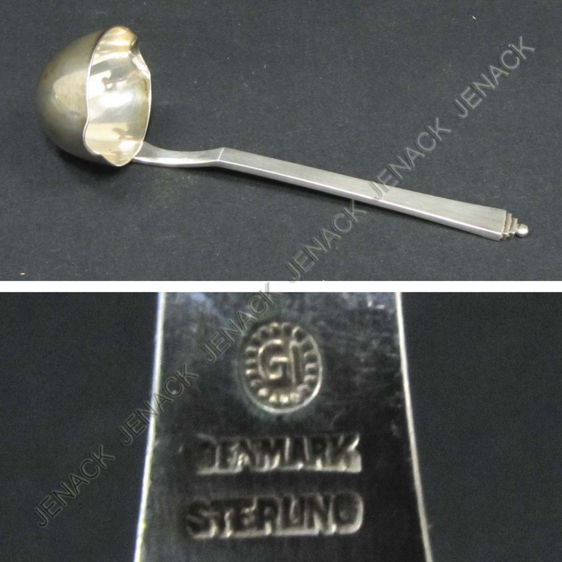 GEORGE JENSEN "PYRAMID" STERLING LADLE : GEORGE JENSEN "PYRAMID" STERLING LADLE. LENGTH 7 1/4"; WEIGHT 2.15 OZT