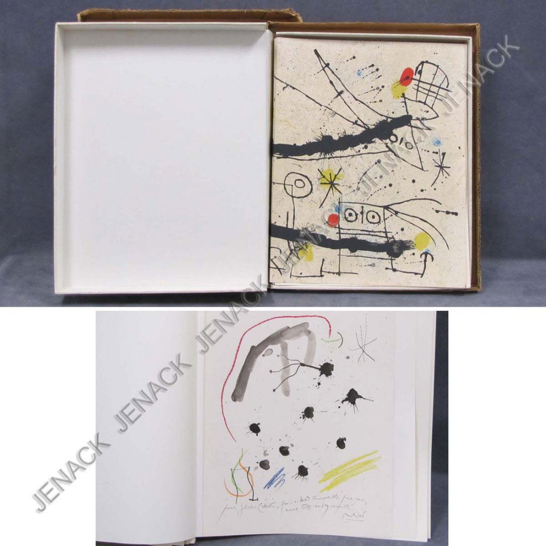 JOAN MIRO (SPANISH 1893-1983), FOLIO VOLUME: JOAN MIRO (SPANISH 1893-1983), FOLIO VOLUME-QUELQUES FLEURS POR DES AMIS, AVEC UN COUP D'OEIL SUR LE JARDIN PAR EUGENE IONESCO, EDITION OF (32) FOR FRIENDS OF MIRO (M. PIERRE VOLBOUDT), PRINTED BY SOC