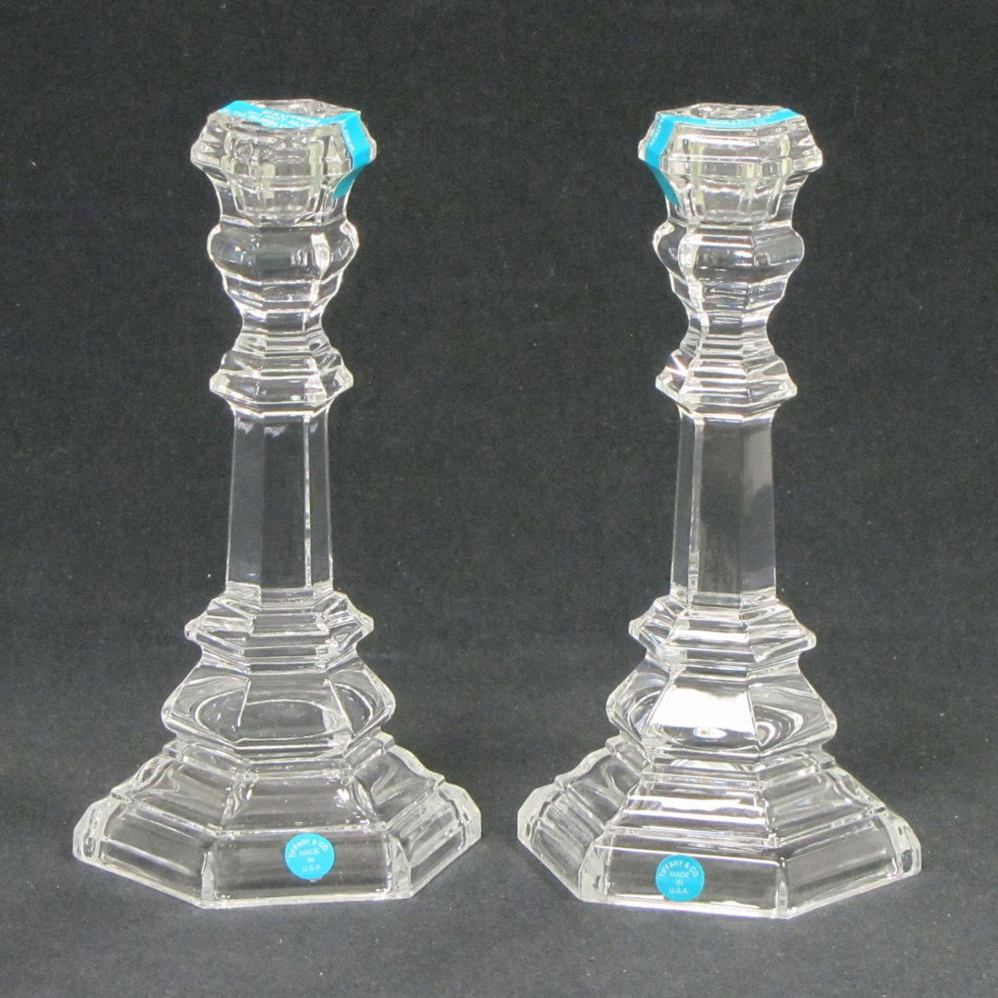 256 PAIR TIFFANY & CO. "PLYMOUTH" CRYSTAL CANDLESTICKS