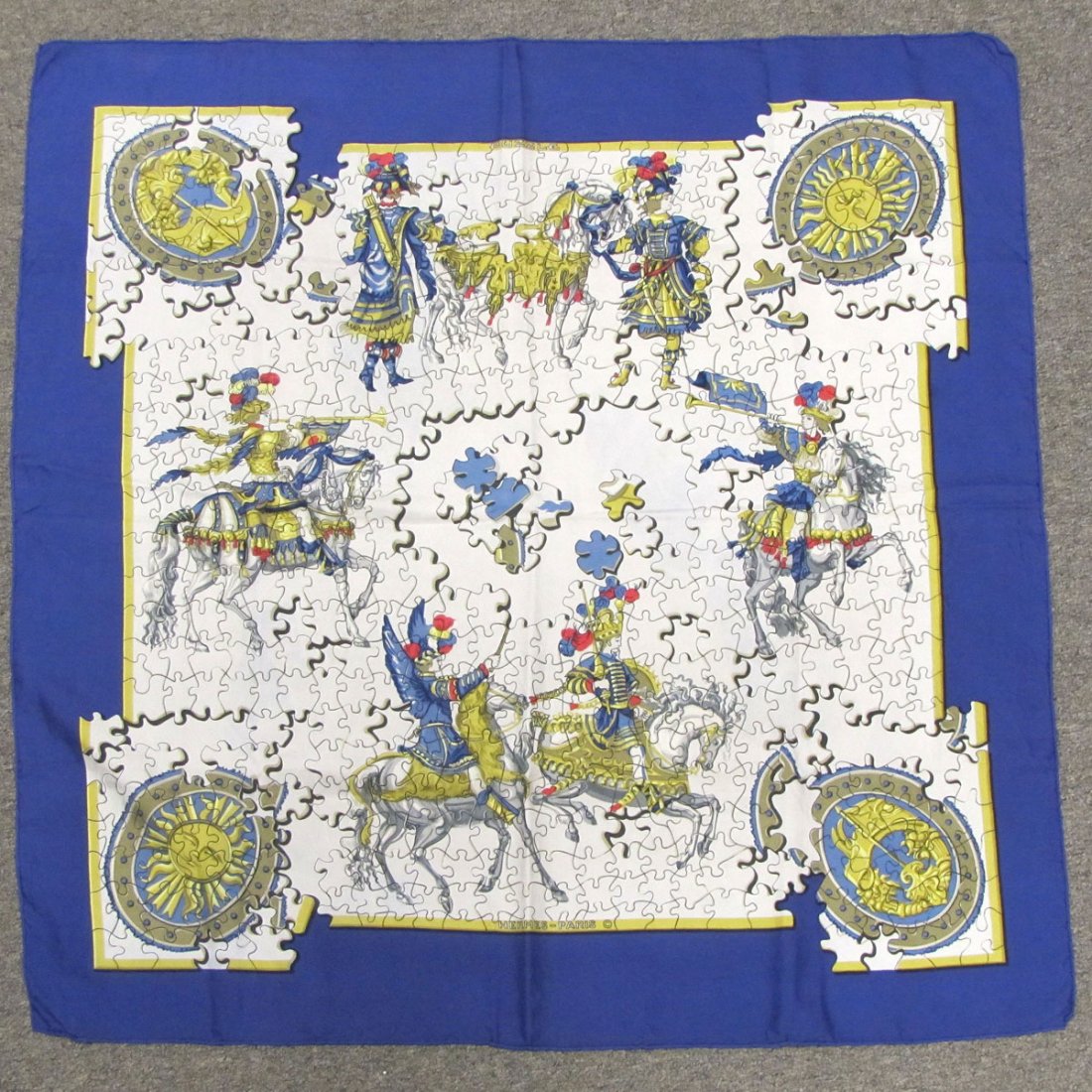 HERMES-PARIS, "PUZZLE" SILK SCARF: HERMES-PARIS, "PUZZLE" SILK SCARF. 35 X 33 1/2"