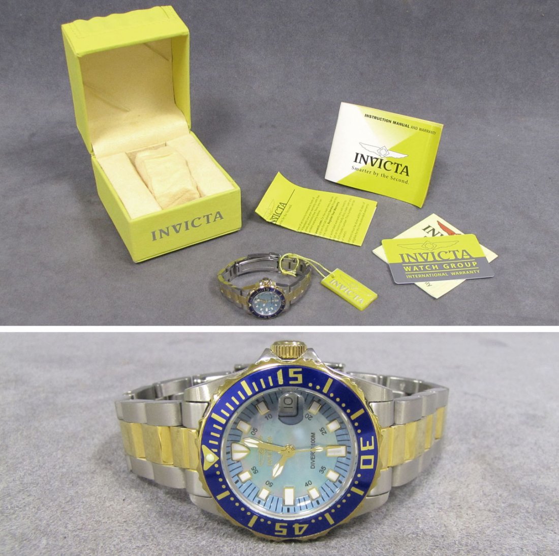 INVICTA LADY'S STAINLESS QUARTZ PRO-DIVER WATCH: INVICTA LADY'S STAINLESS QUARTZ PRO-DIVER ABYSS MODEL 2961 WRISTWATCH WITH BOX AND PAPERS
