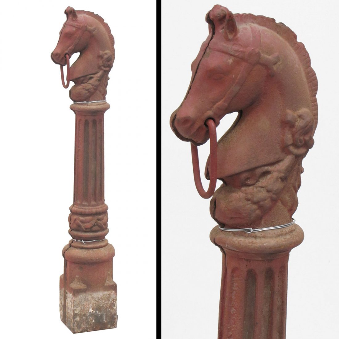 VINTAGE CAST IRON HORSE HEAD HITCHING POST