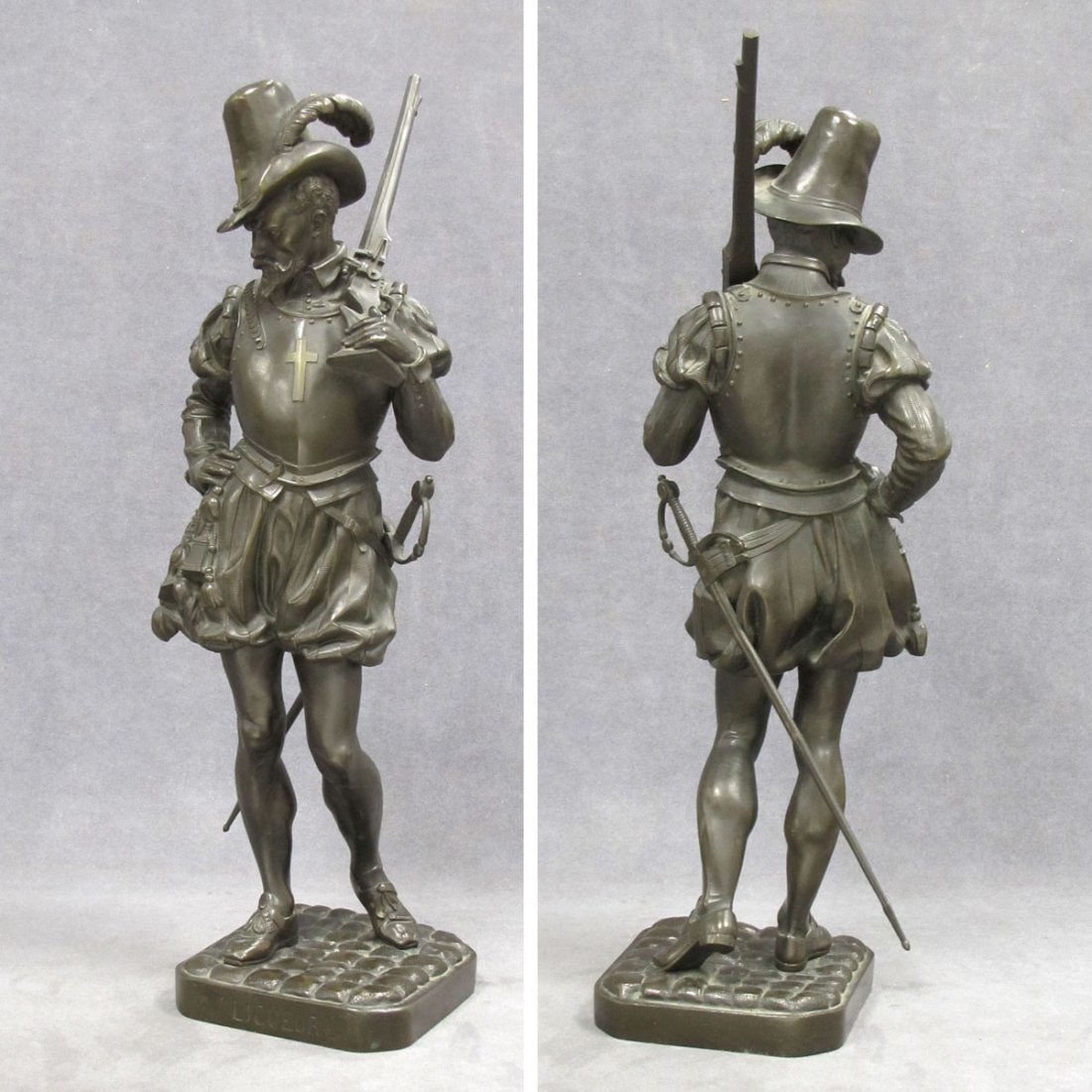 ARMAND JULES LEVEEL (FRENCH 1821-1905), BRONZE: ARMAND JULES LEVEEL (FRENCH 1821-1905), BRONZE, "LIGUER", TITLED, 19TH CENTURY. HEIGHT 23"