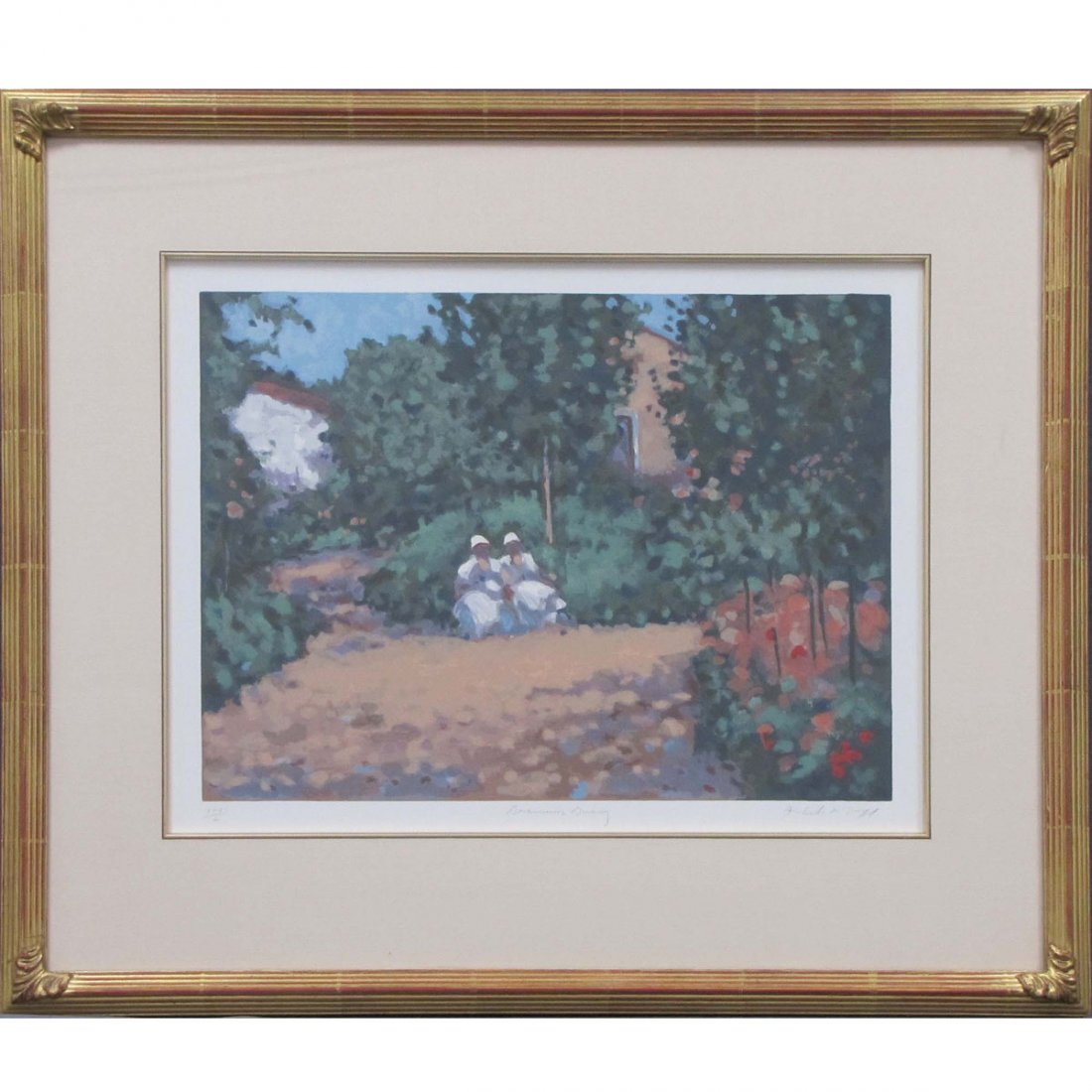 FREDERICK HALE MCDUFF (AMERICAN 1931-), SERIGRAPH : FREDERICK HALE MCDUFF (AMERICAN 1931-), SERIGRAPH, "GERANIUMS GIVERNY", SIGNED AND TITLED #26/50. SIGHT 14 X 18"; FRAMED AND GLAZED 22 X 26"