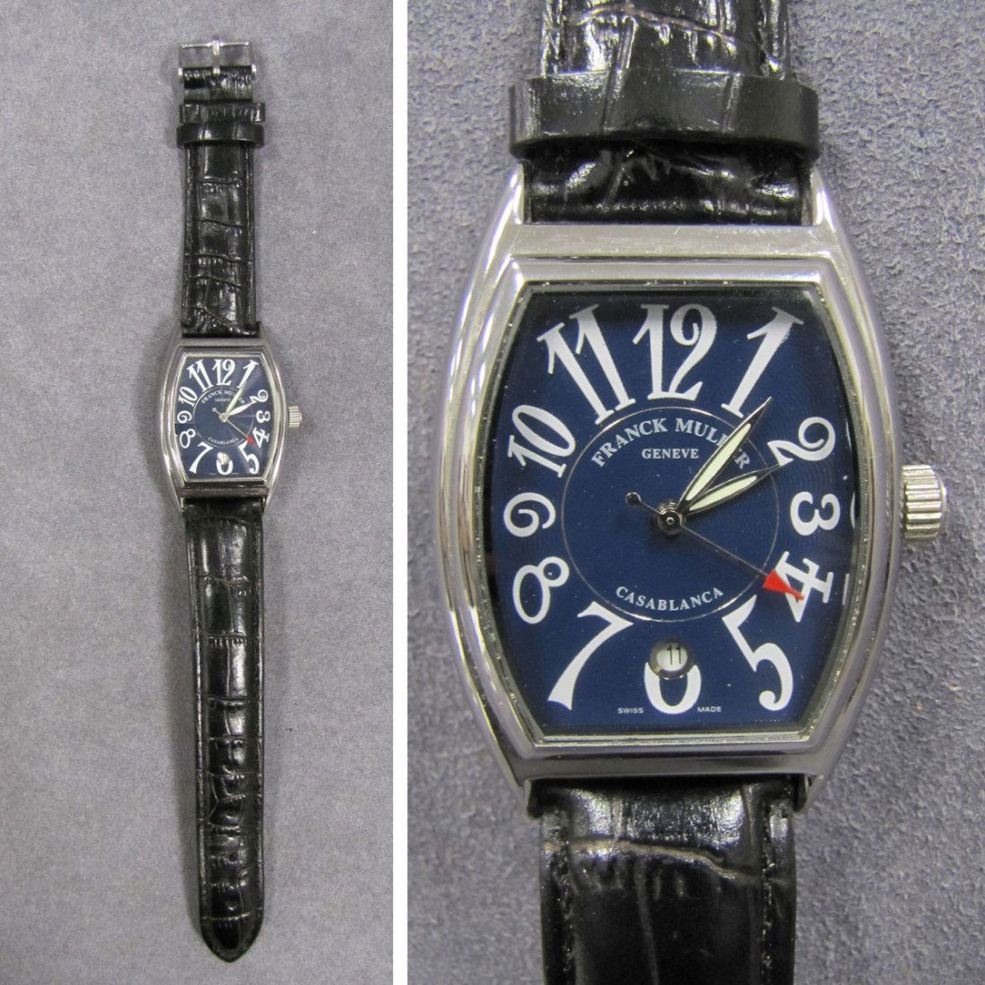 REPLICA-FRANCK MULLER STAINLESS CASABLANCA WATCH: REPLICA-FRANCK MULLER STAINLESS CASABLANCA AUTOMATIC CURVEX WRISTWATCH. LENGTH 53MM
