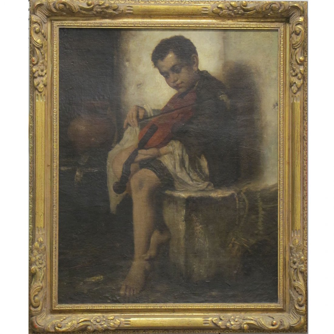 CONTINENTAL SCHOOL (19TH CENTURY), OIL ON CANVAS : CONTINENTAL SCHOOL (19TH CENTURY), OIL ON CANVAS, THE GYPSY FIDDLER, SIGNED RONAY. 29 X 24"; FRAMED 35 X 29" (RELINED)